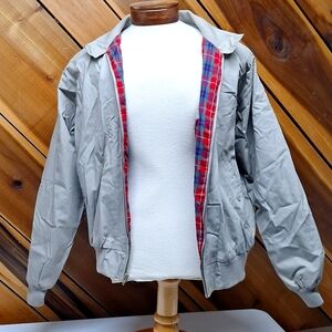 Vintage Field & Stream Jacket Beige Bomber Plaid Lined Harrington, Mens XL